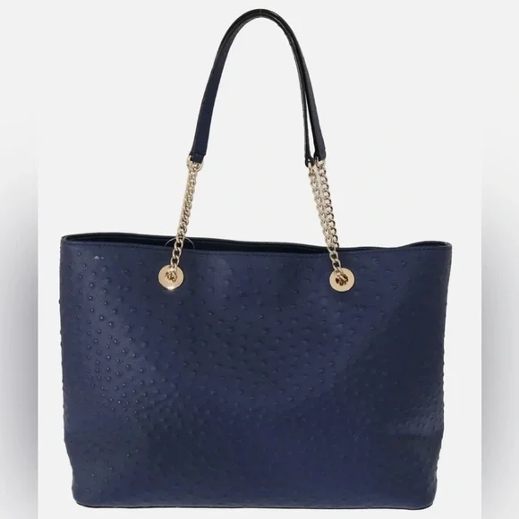 Authentic Kate Spade Blue Leather Halsey la vita Ostrich Handbag and wallet - Picture 9 of 16